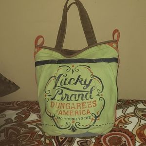 💘 HUGE LUCKY BRAND CANVAS BUCKET TOTE BEACH BAG HIPPIE BEACH HOBO BAG